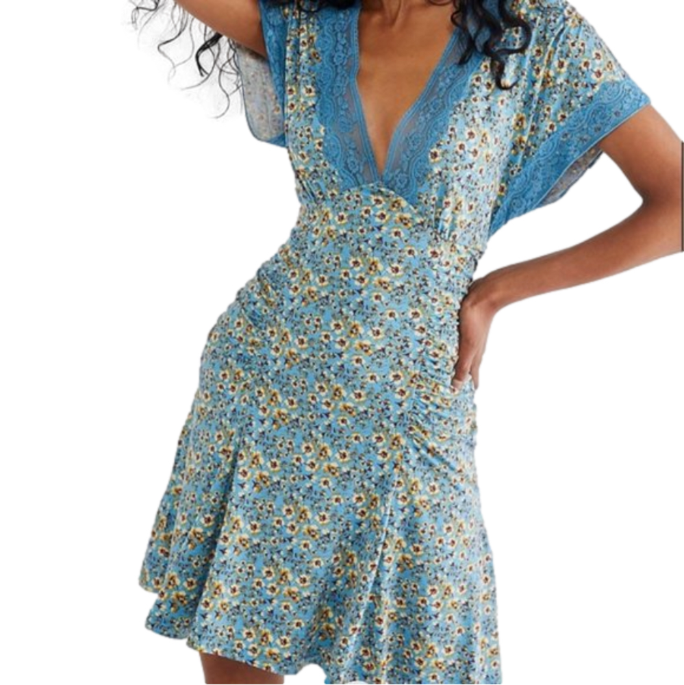Free People Sweet Talker Mini Dress , River NWT